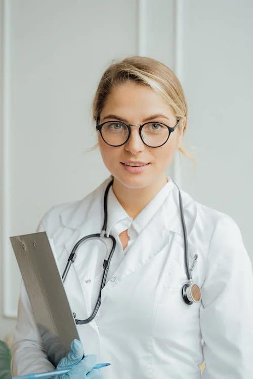 A healthcare professional with a stethoscope 